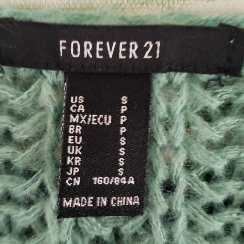 Forever 21 Womens Mint Green Long Sleeve Loose Cable Knit Soft Sweater Sz M - Picture 13 of 16